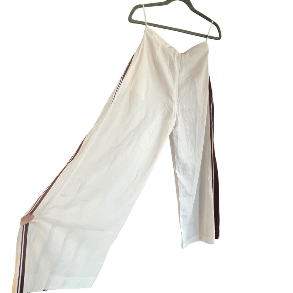 Commense Burgundy Striped Wide Leg Pants High Waist Career Casual Size‎ S - Picture 12 of 12